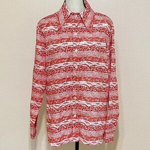 70’s Vintage Dagger Pointed Collar Groovy Floral Polyester Shirt Top